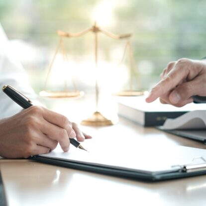 Legal counsel presents to the client a signed contract with gave